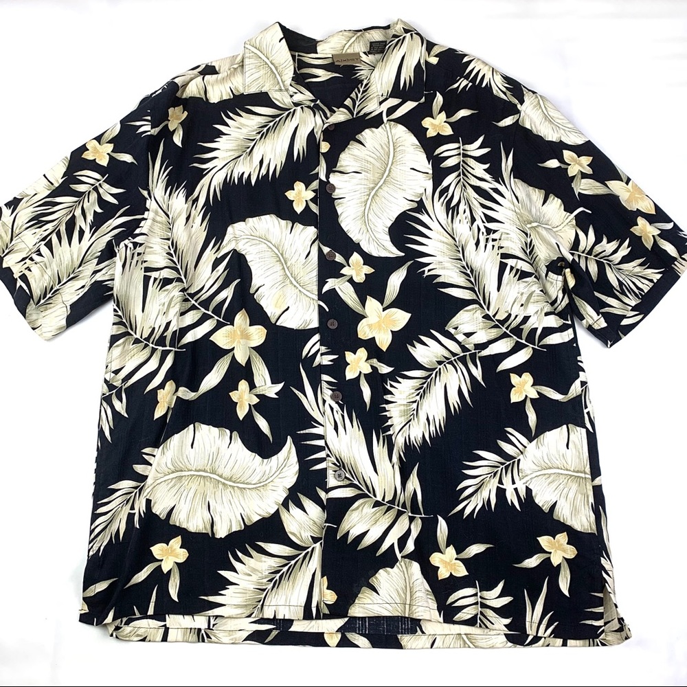 Hawaiian Tropical 100% Silk Mens Button Down Short Sleeve Casual Shirt AXIST, L